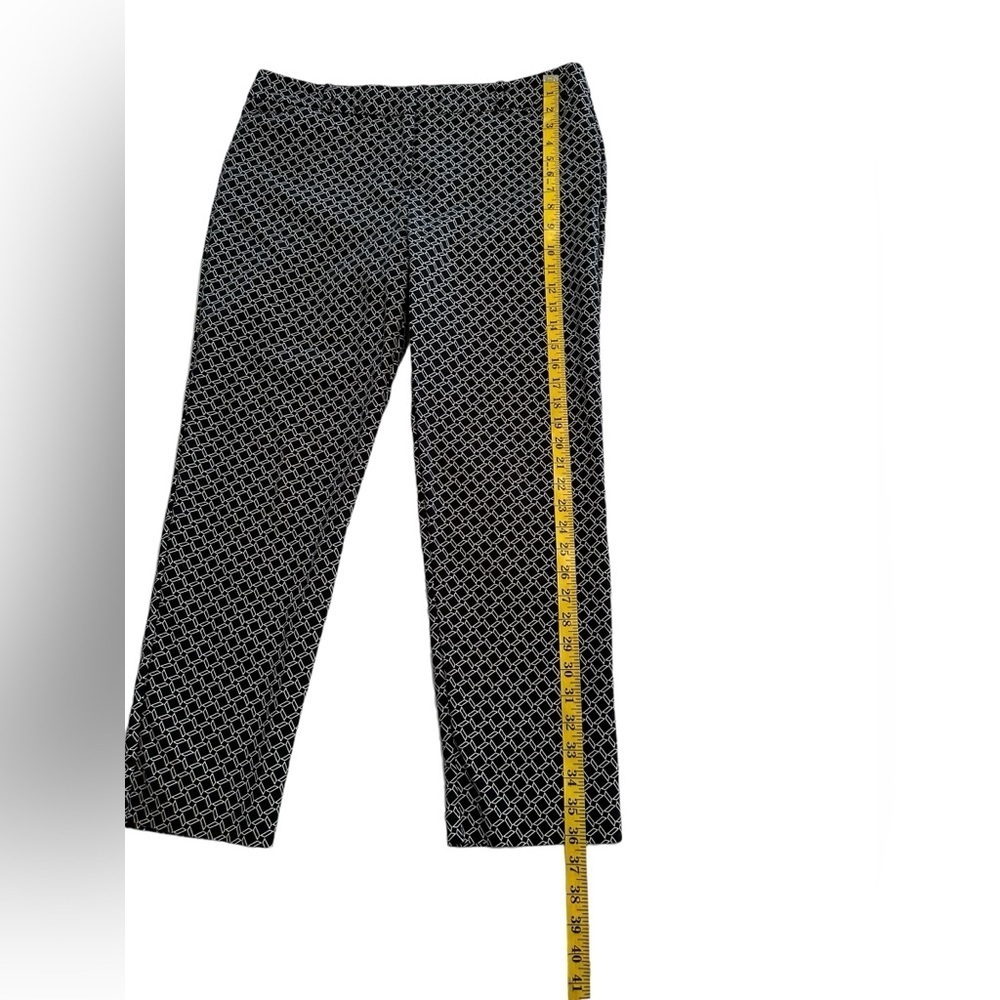 Liz Claiborne Emma Ankle Career Pants Geometric Stretch Black Womens Size 12